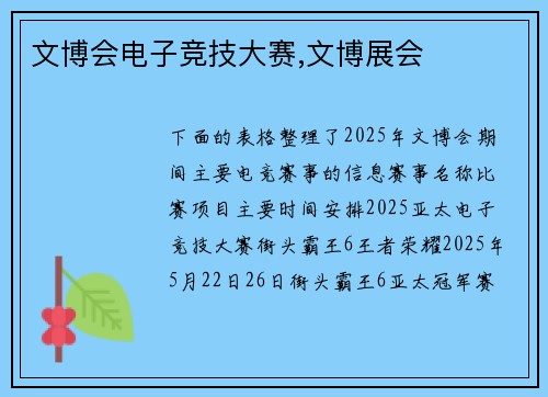 文博会电子竞技大赛,文博展会